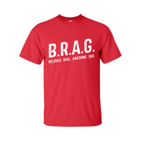"B.R.A.G. Red and White T-Shirt"