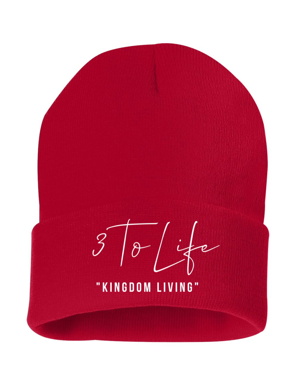"Kingdom Living Beanie Red & White"