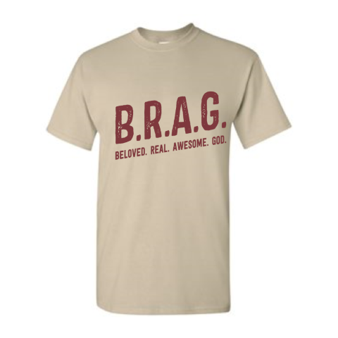 B.R.A.G T-shirt Sand & Burgandy