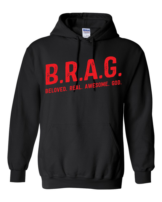 "B.R.A.G. Hoodie Black & Red"