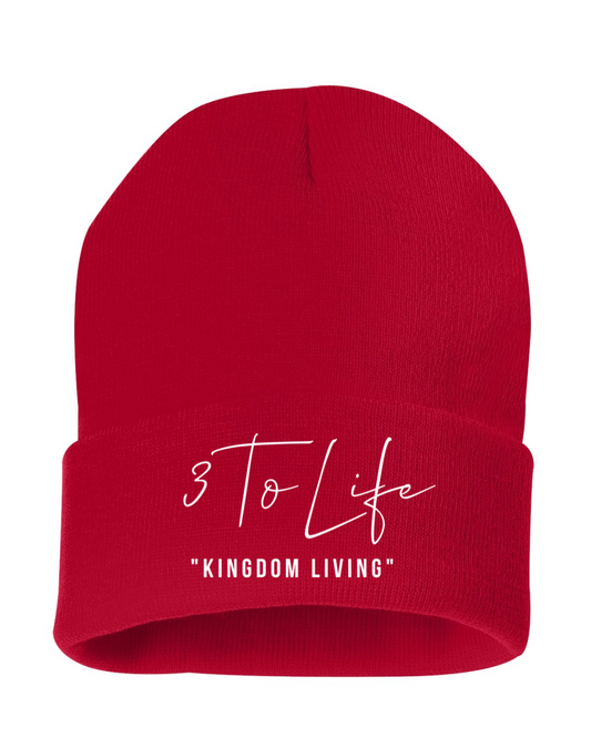 "Kingdom Living Beanie Red & White"