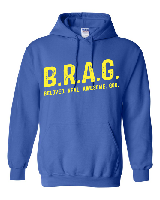 "B.R.A.G. Hoodie Royal Blue & Gold"