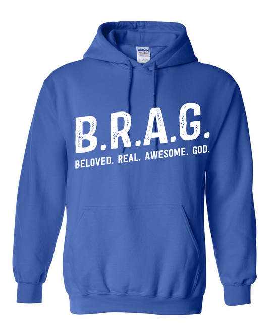 "B.R.A.G. Hoodie Royal Blue & White"