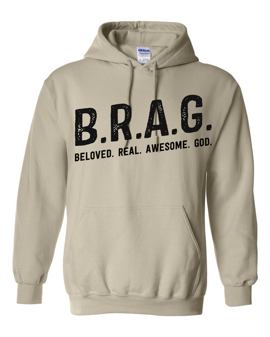 "B.R.A.G. Hoodie Sand & Black"